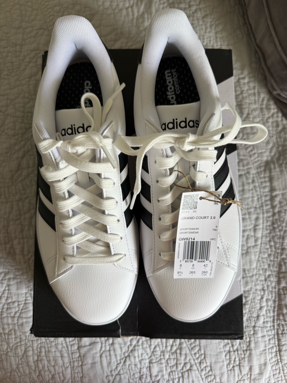 adidas Grand Court 2.0 White with Black Stripes